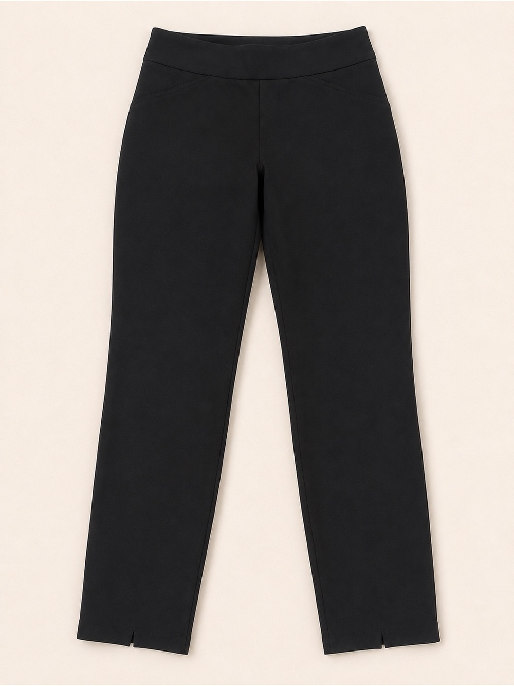 SPANX Perfect Pant Black Petite Slim Straight Crop Slit Hem S/P